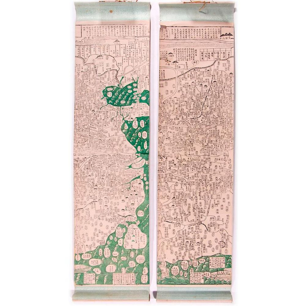 Appraisal: Two Chinese scroll maps Two late th early th century