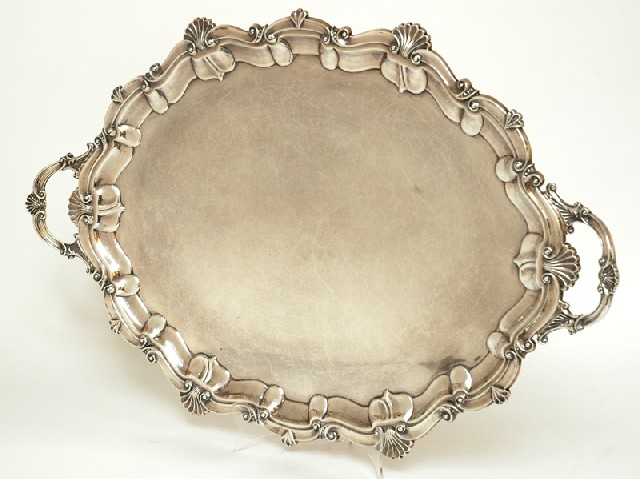 Appraisal: AN EDWARDIAN STERLING SILVER TRAY Maker's mark Daniel John Wellby