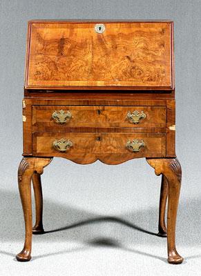 Appraisal: Queen Anne style desk on frame child size bookmatched walnut