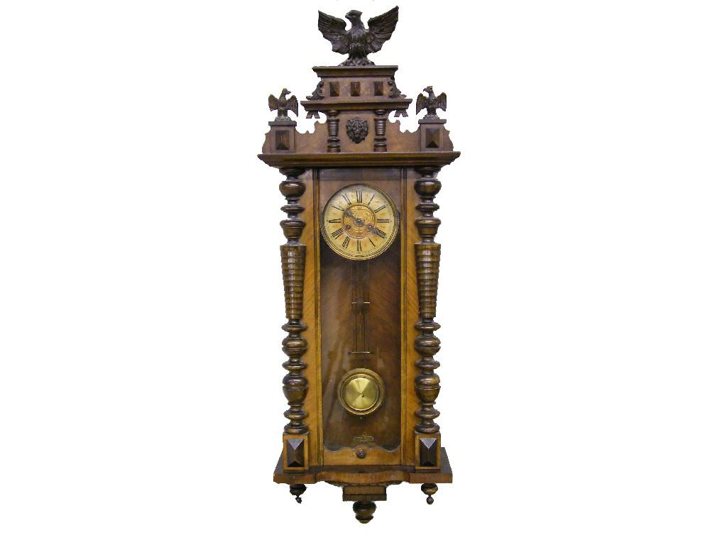 Appraisal: Mahogany balloon two train mantel clock striking on a gong