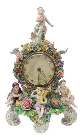 Appraisal: German Dresden porcelain cased clock Sitzendorf th c in the