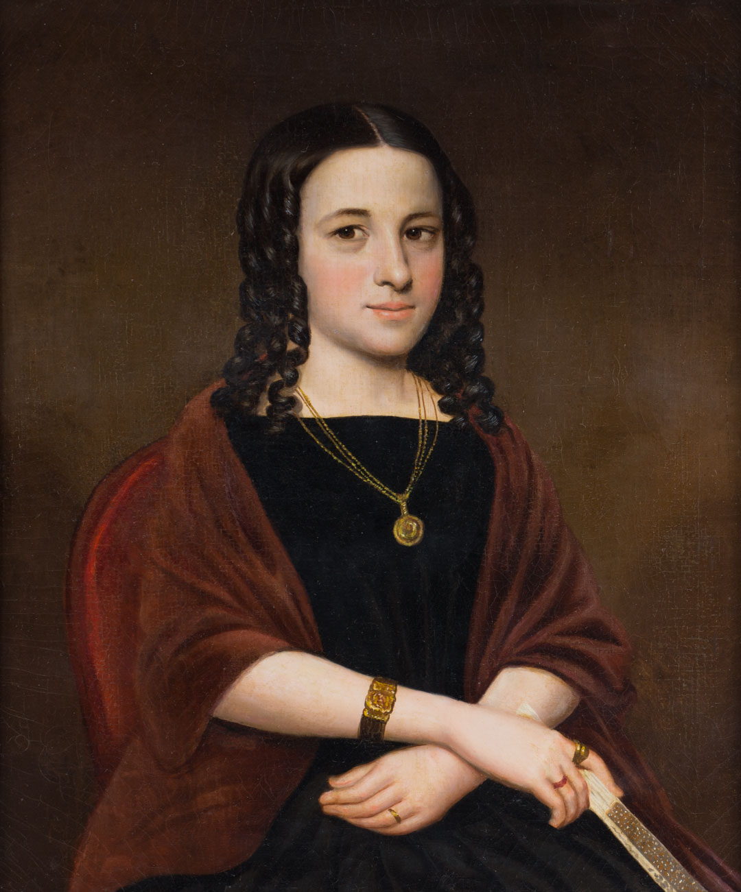 Appraisal: American School th c Portrait of a Lady oil Portrait