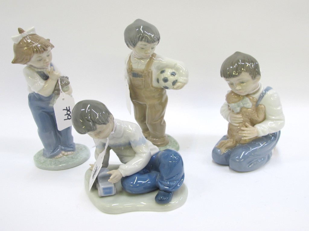 Appraisal: Four Nao figures of children playing