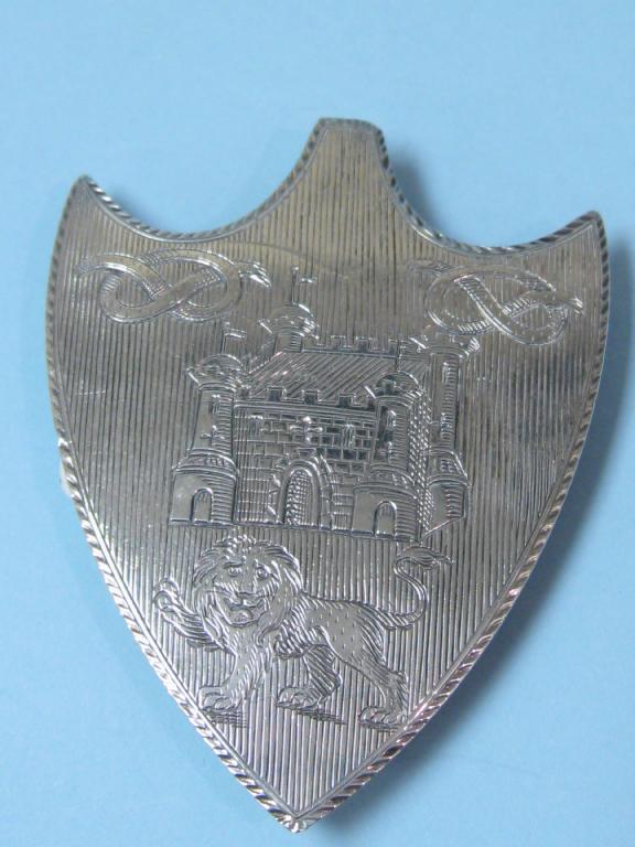 Appraisal: A silver Shield engraved with crest