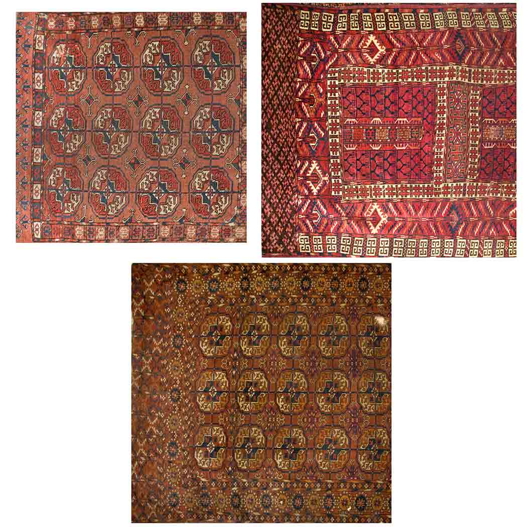 Appraisal: Three Turkoman Rugs West Turkestan Comprising a Tekke Ensi rug