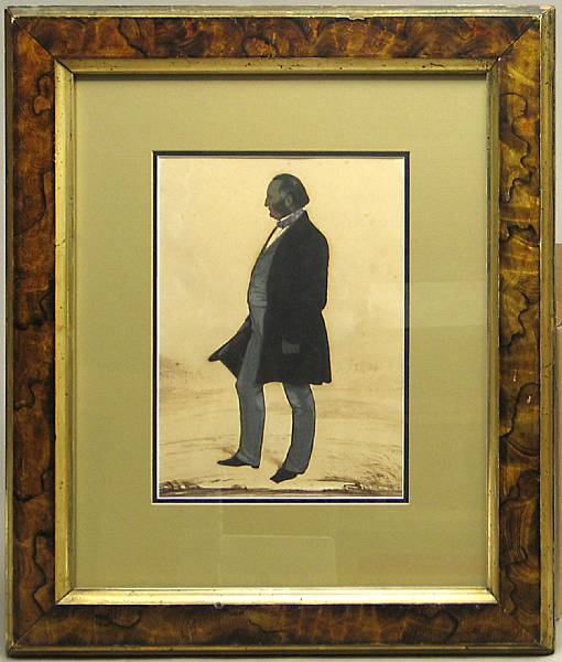 Appraisal: An English silhouette watercolor portrait of a gentleman signed Frith