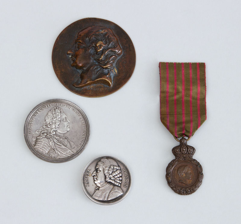 Appraisal: FRENCH BRONZE RELIEF MEDAL OF NAPOLEON I AND THREE OTHER