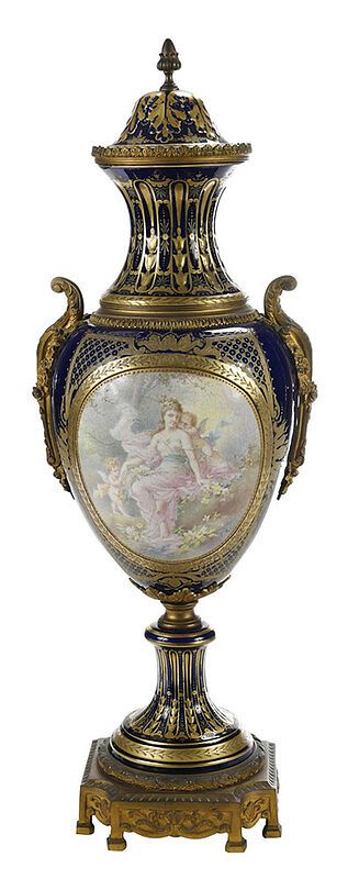 Appraisal: Sevres or Sevres Style Hand Painted Porcelain Urn French probably