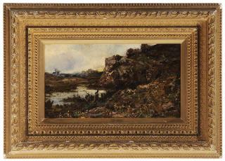 Appraisal: British School th century Landscape with Rocky Outcropping and Distant