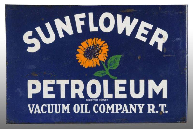 Appraisal: Porcelain Sunflower Petroleum -Sided Flange Sign Description Possibly European Circa