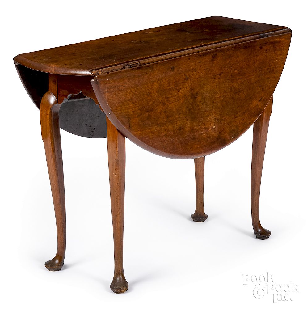 Appraisal: Diminutive Queen Anne walnut drop-leaf table Diminutive New England Queen