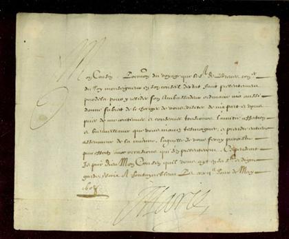 Appraisal: piece Letter Signed Marie de Medicis Queen of France -