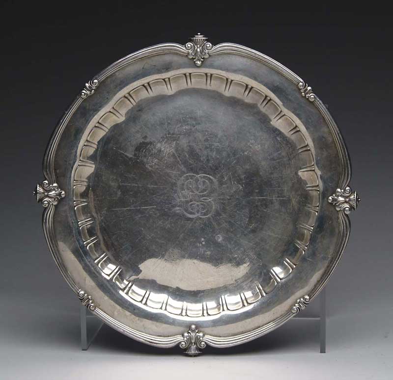 Appraisal: DECORATED STERLING SILVER ROUND TRAY BY TIFFANY CO Marked on