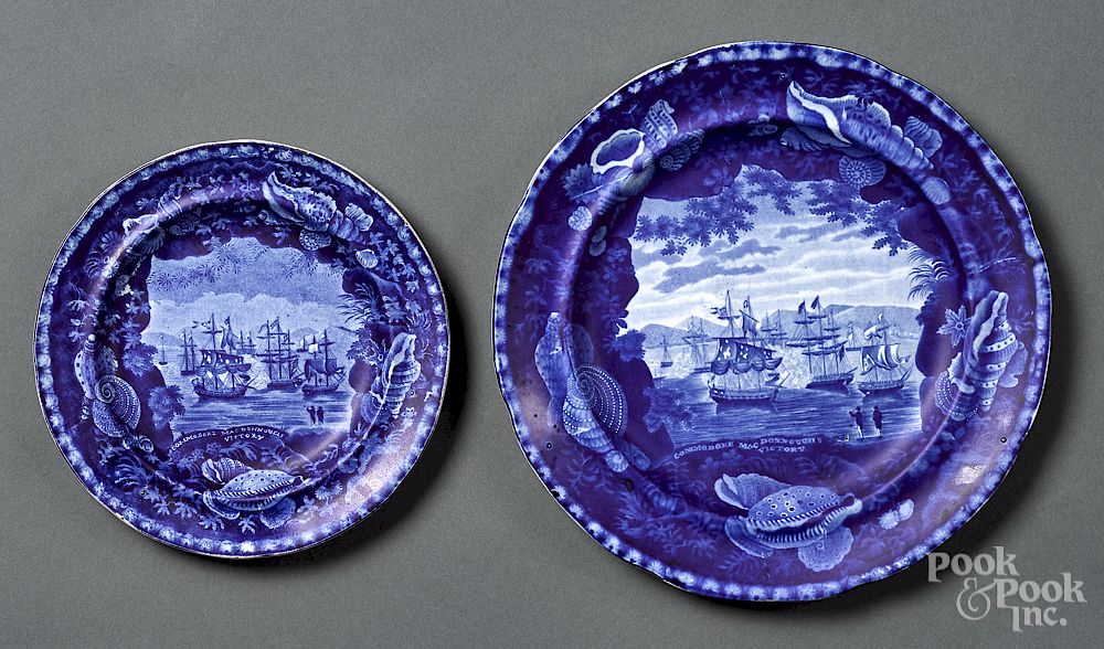 Appraisal: Two Historical Blue Staffordshire plates Two Historical Blue Staffordshire Commodore