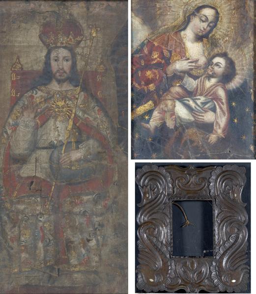 Appraisal: RELIGIOUS ART Two works of art Mother and Child oil