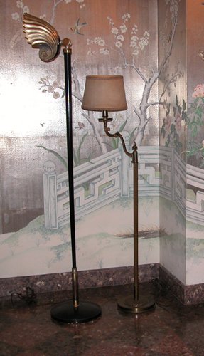 Appraisal: Title Two Metal Floor Lamps one with shell shaped shade