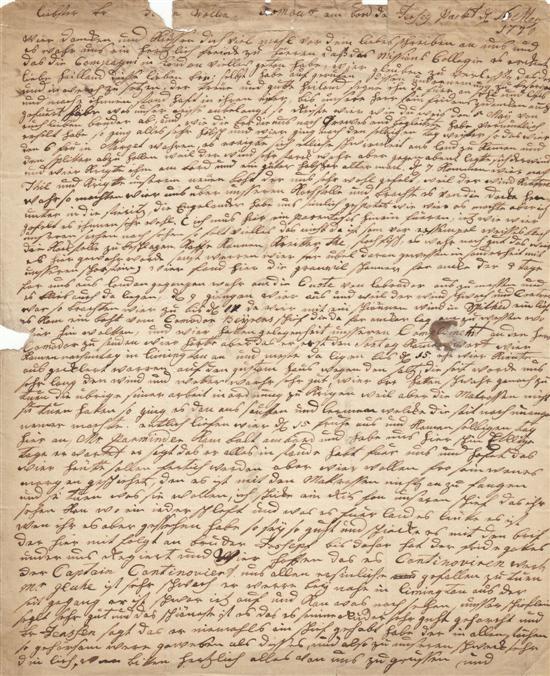 Appraisal: ARCTIC--CANADA Letter in German from three Moravian missionaries en route