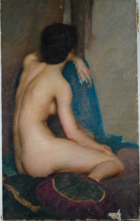 Appraisal: WILL ROWLAND DAVIS American - SEATED NUDE Unframed oil on