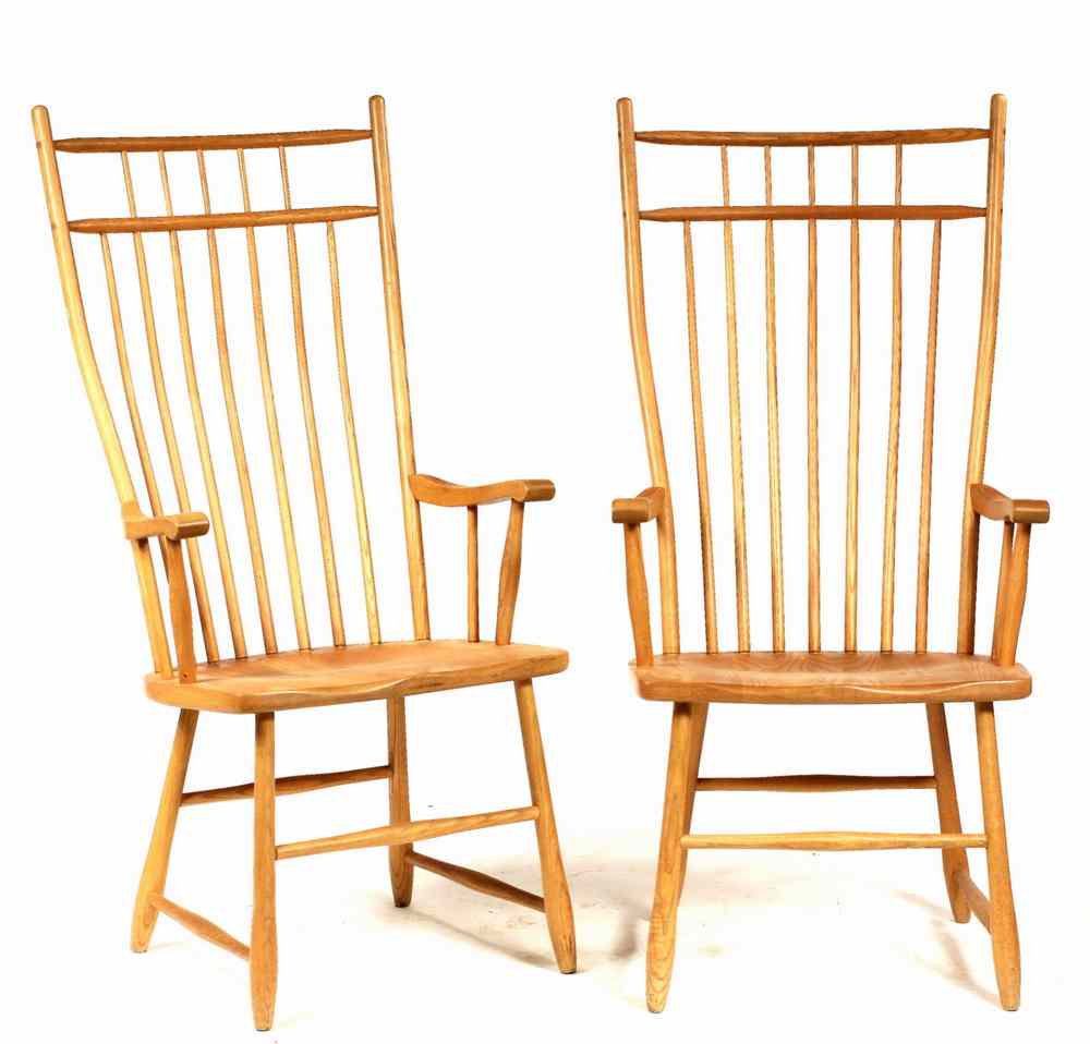 Appraisal: DINING CHAIRS - Set of Custom stylized Birdcage Windsor Chairs