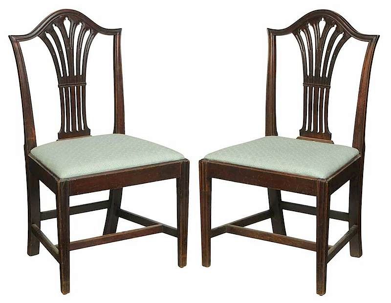 Appraisal: Pair Federal Carved Mahogany Side Chairs British American circa each