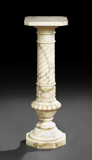 Appraisal: Victorian Carrara Marble Pedestal late th century the canted square