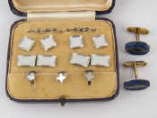 Appraisal: A silver plated boxed Gent's stud and cufflink set and