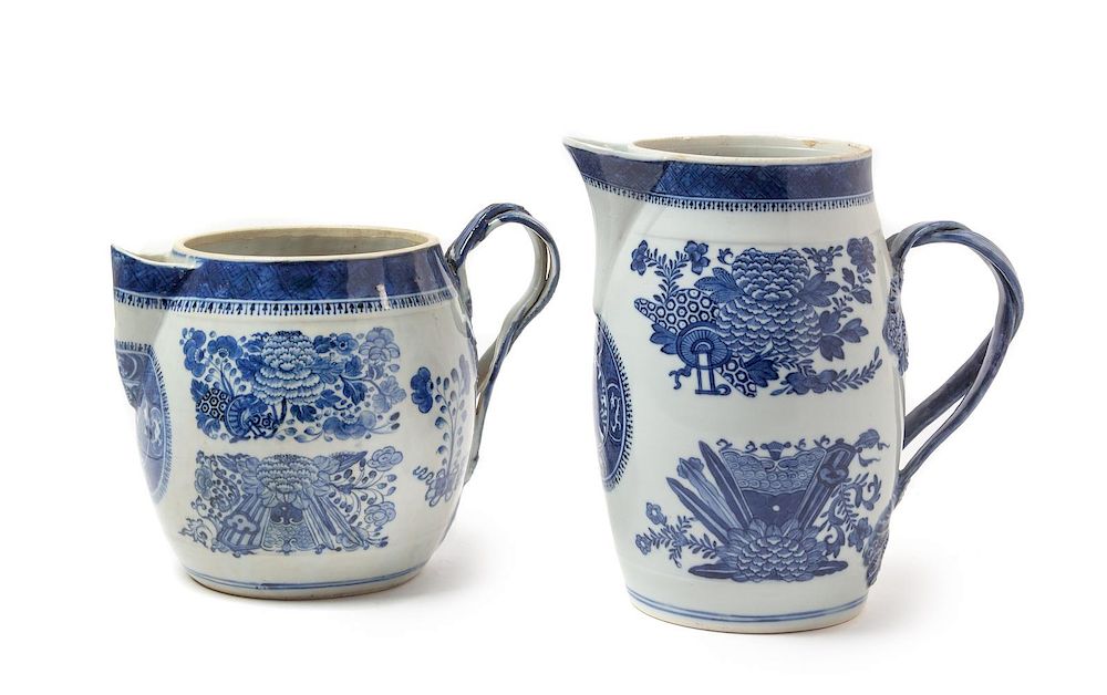 Appraisal: Two Chinese Export Blue Fitzhugh Porcelain Two Cider Pitchers Two