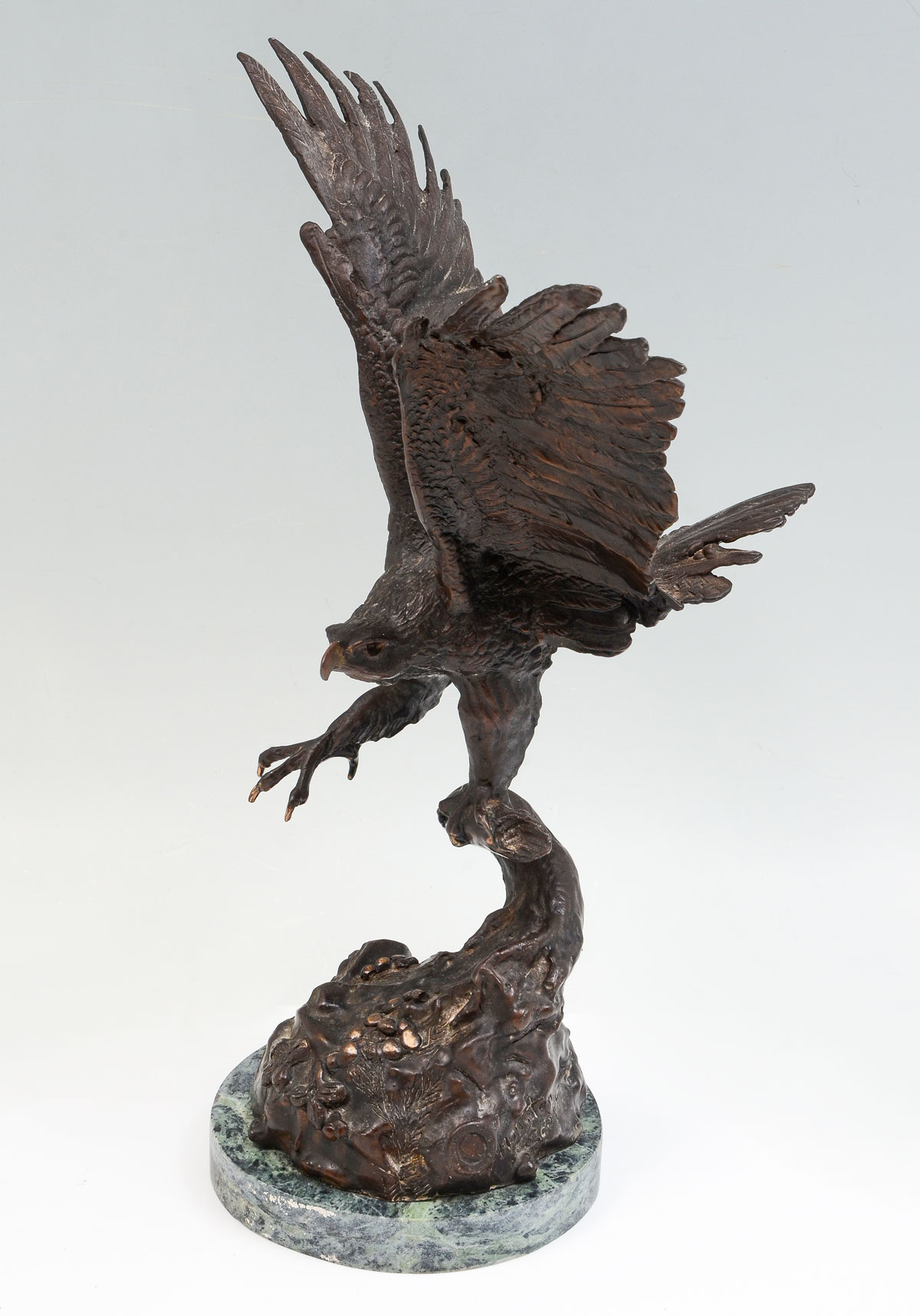 Appraisal: HOUSTON SCOTT BRONZE EAGLE SCULPTURE '' h with marble plinth