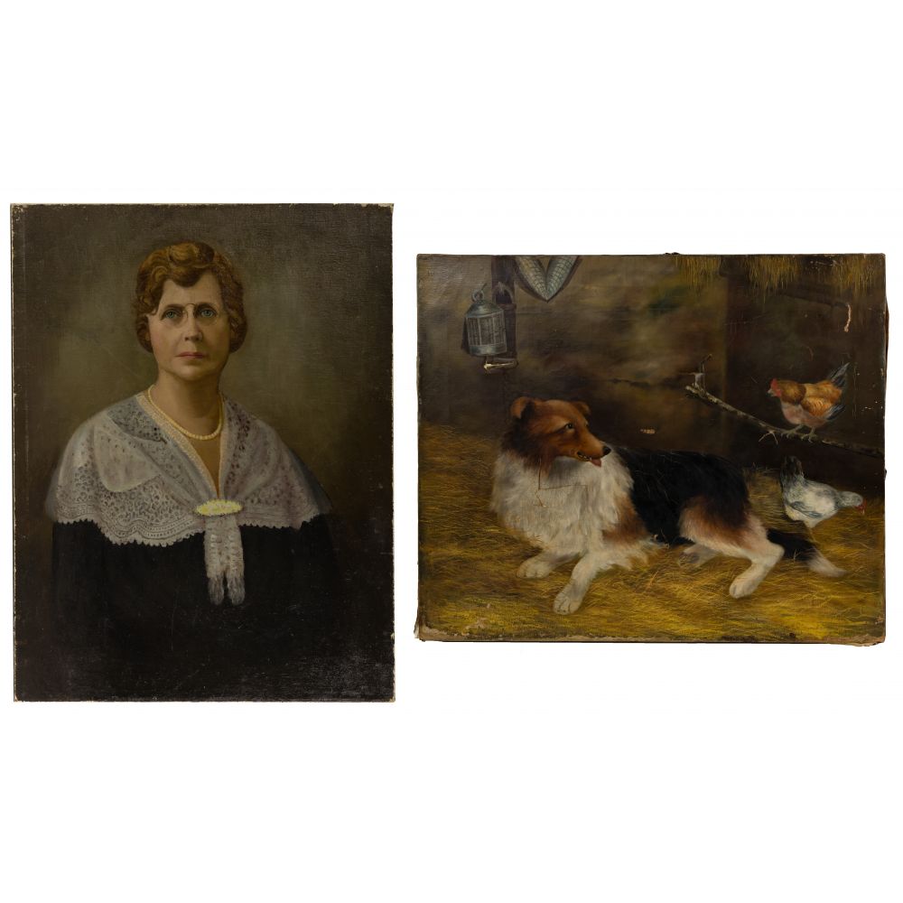 Appraisal: OILS ON CANVAS undated and unsigned items including portrait of