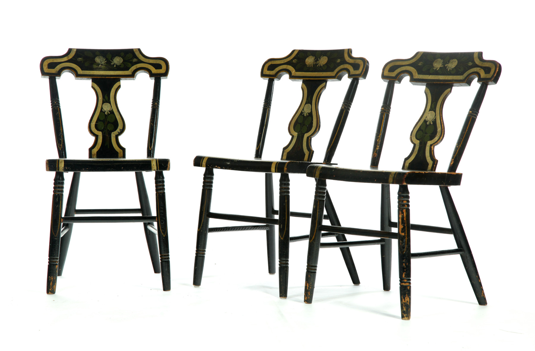 Appraisal: SET OF SIX PAINT DECORATED LATE-EMPIRE CHAIRS American nd quarter-