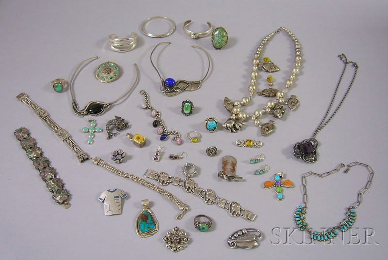 Appraisal: Assorted Group of Sterling Silver Jewelry including a Georg Jensen