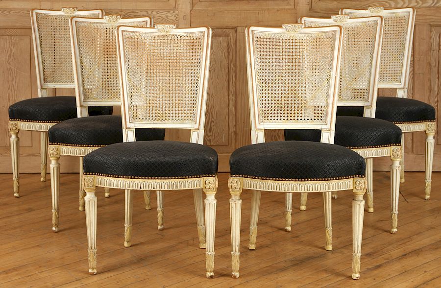 Appraisal: SET FRENCH CARVED REGENCY STYLE DINING CHAIRS A set of