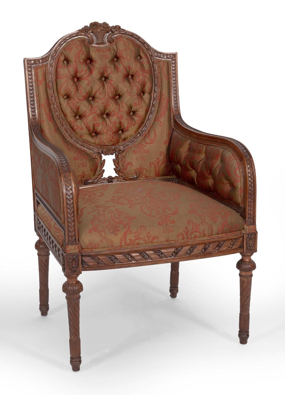 Appraisal: ARMCHAIR POSSIBLY HERTER BROTHERS NEW YORK MID- TH CENTURY BACK