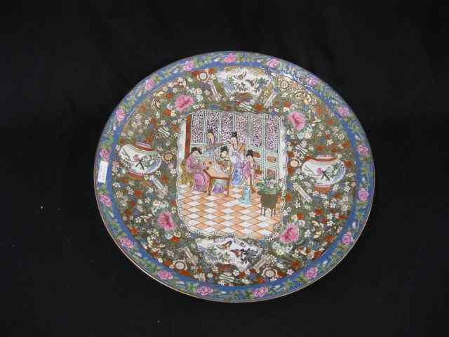 Appraisal: Chinese Porcelain Charger '' diameter rose mandarin style excellent