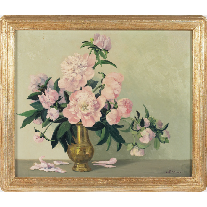 Appraisal: Leota Williams Loop American - ''Pink Pansies in Brass Bowl