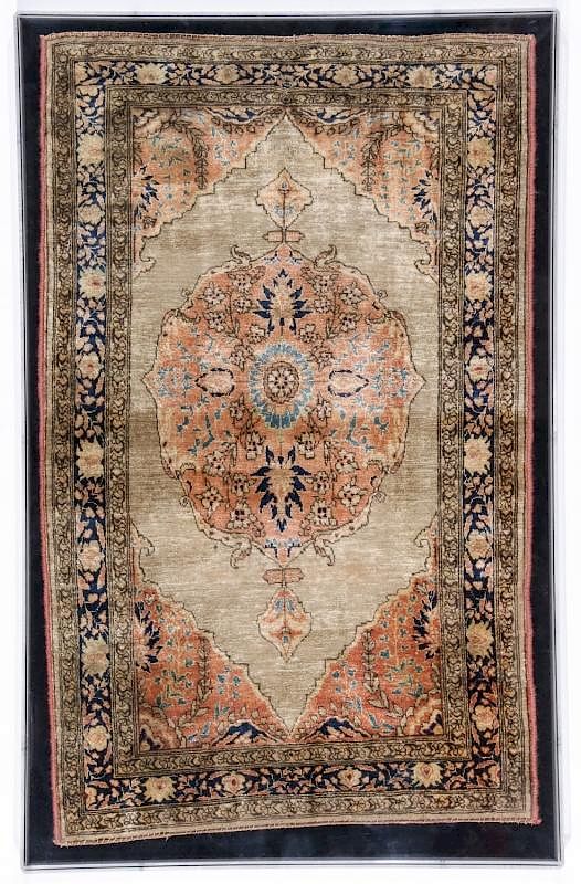 Appraisal: Antique Silk Kashan Rug ' '' x ' Antique Silk