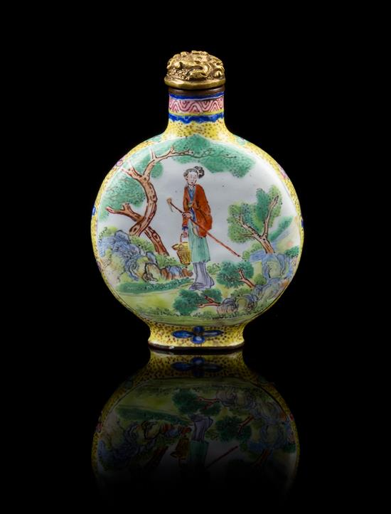 Appraisal: Sale Lot An Enamel on Copper Snuff Bottle th century