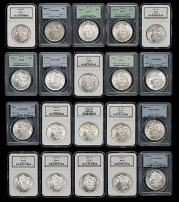 Appraisal: Twenty BU Morgan silver dollars all NGC or PGCS slabbed