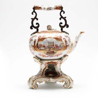 Appraisal: A German Porcelain Teapot and Stand late th century attributed