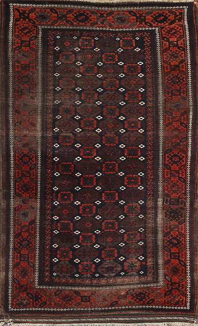 Appraisal: A BELOUCH WINE GROUND RUG decorated with four rows of