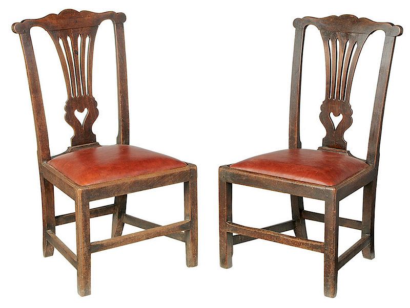 Appraisal: Rare Pair Southern Chippendale Side Chairs probably Virginia Maryland th