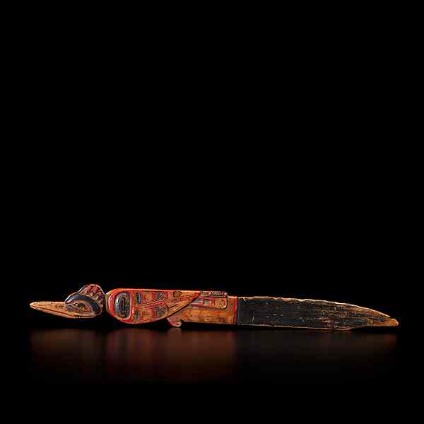 Appraisal: Kwakiutl Wooden Raven Knife handle carved on one side with