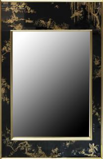 Appraisal: Japanese Style Mirror Japanese style mirror with gilt bird motif