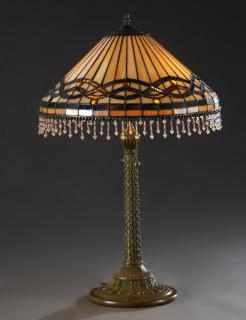 Appraisal: Tiffany Style Leaded Glass Table Lamp late th c Tiffany