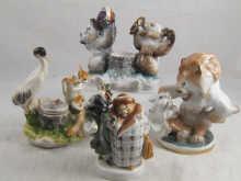 Appraisal: Four Russian ceramic groups of animals by Lomonosov tallest cm