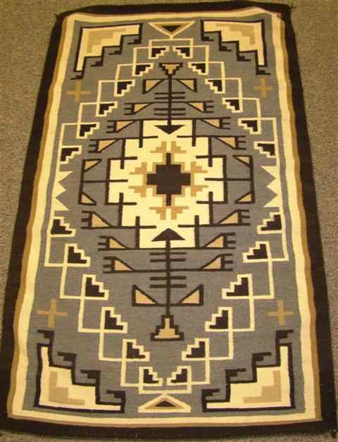 Appraisal: NAVAJO GRAY HILLS RUG grey camel creme and black -