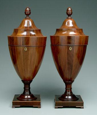 Appraisal: Pair Federal style knife urns urn form with string inlaid