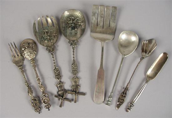 Appraisal: MISCELLANEOUS GROUP OF CONTINENTAL SILVER SERVING UTENSILS total weight oz