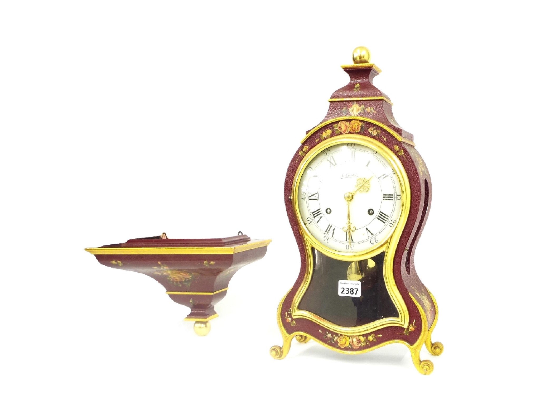 Appraisal: Contemporary reproduction balloon two train bracket clock the circular dial