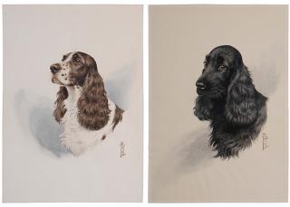 Appraisal: Boris Riab French Russian - Two Bird Dog portraits A